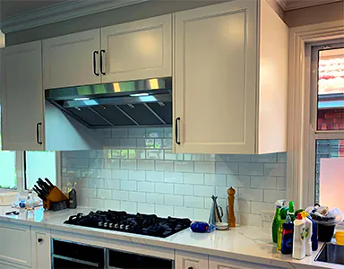 An alternative under mount styled rangehood, offering a unique design for modern kitchen ventilation
