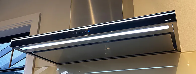 A new Falmec rangehood that is thin and stylish, enhancing the kitchen's modern look